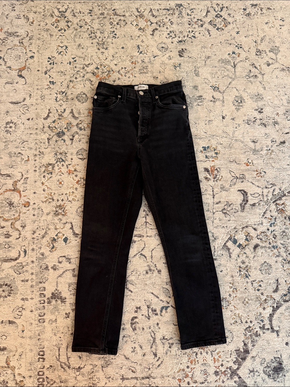 Agolde Riley High-Rise Straight Crop Jeans in Washed Black